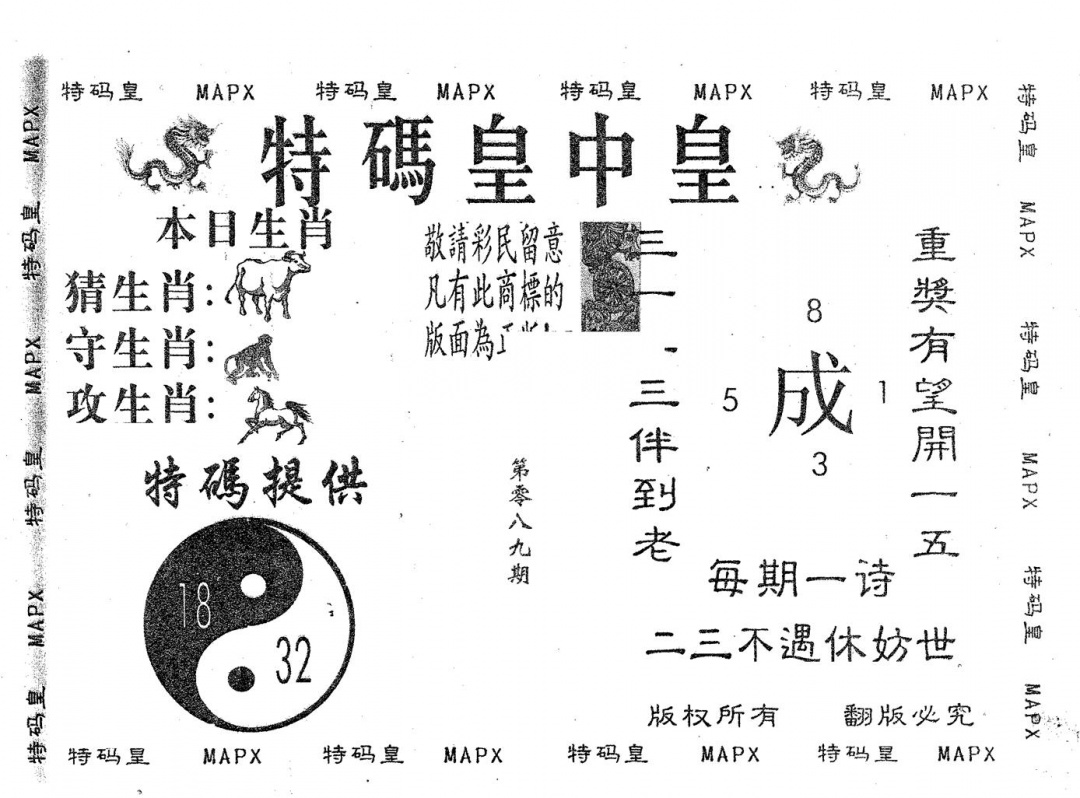 六合彩089期皇中皇B(黑白)