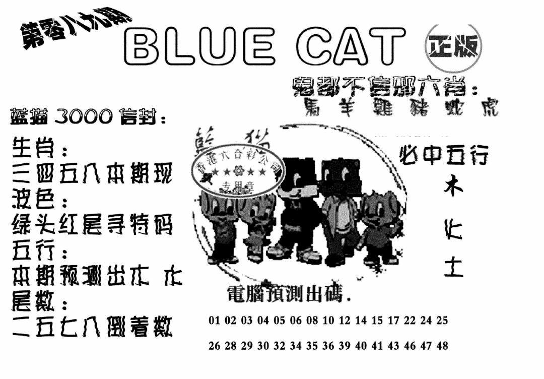 六合彩089期蓝猫Blue Cat(黑白)