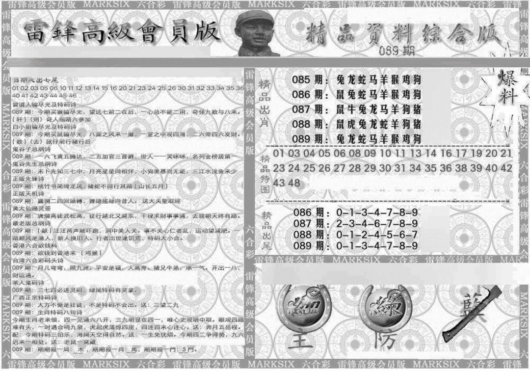 六合彩089期新当天报-4(黑白)