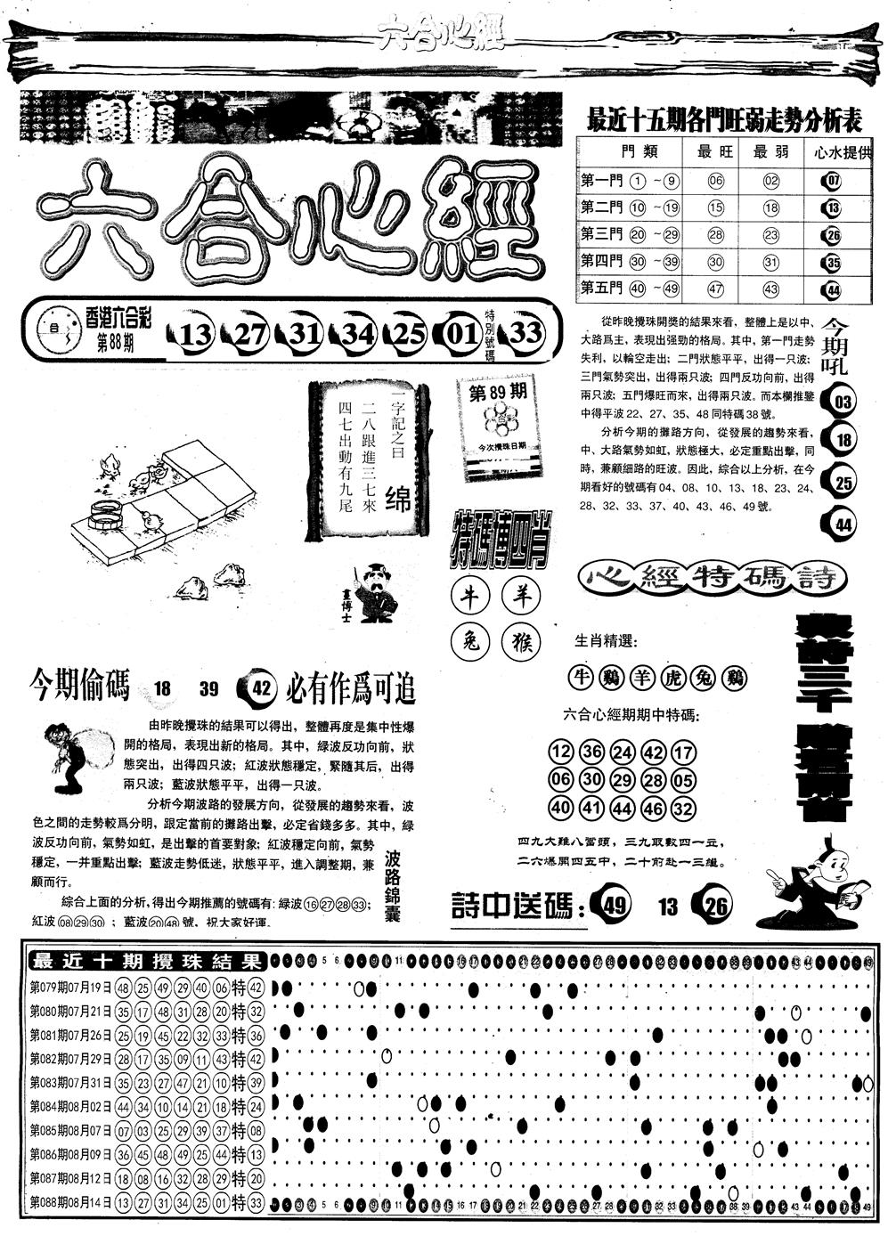 六合彩089期另版六合心经A(黑白)