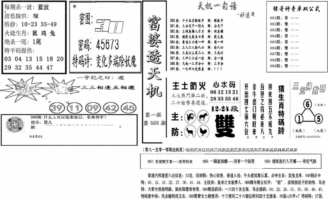 六合彩089期富婆透天机A(新图)(黑白)