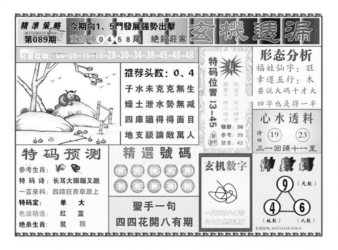 六合彩089期玄机透漏（新图）(黑白)