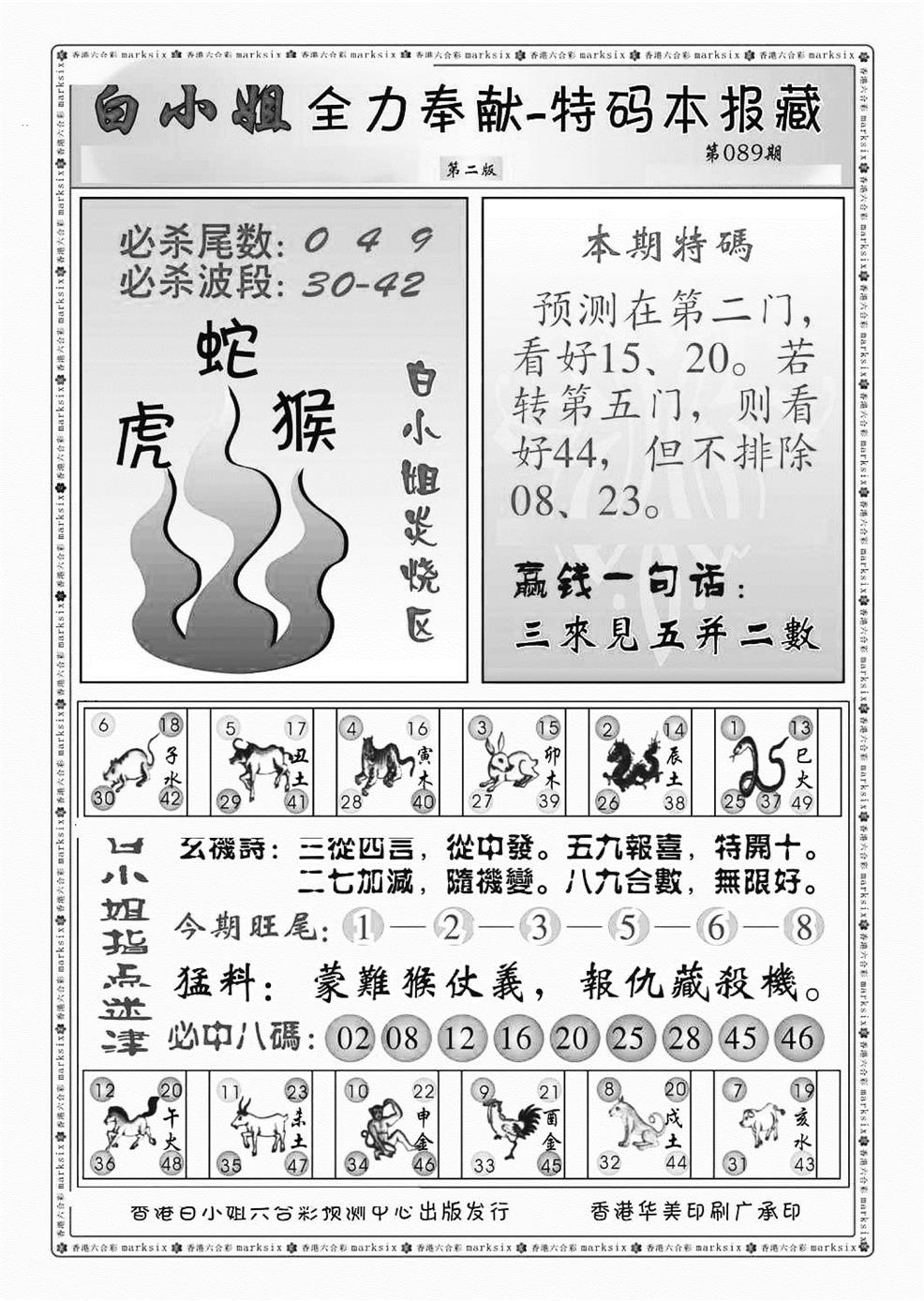 六合彩089期白小姐救世民B（新图）(黑白)