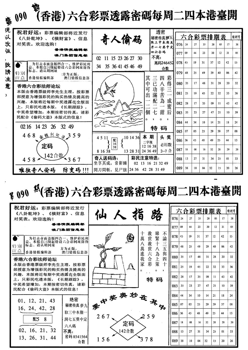六合彩090期龙仔四合二(黑白)