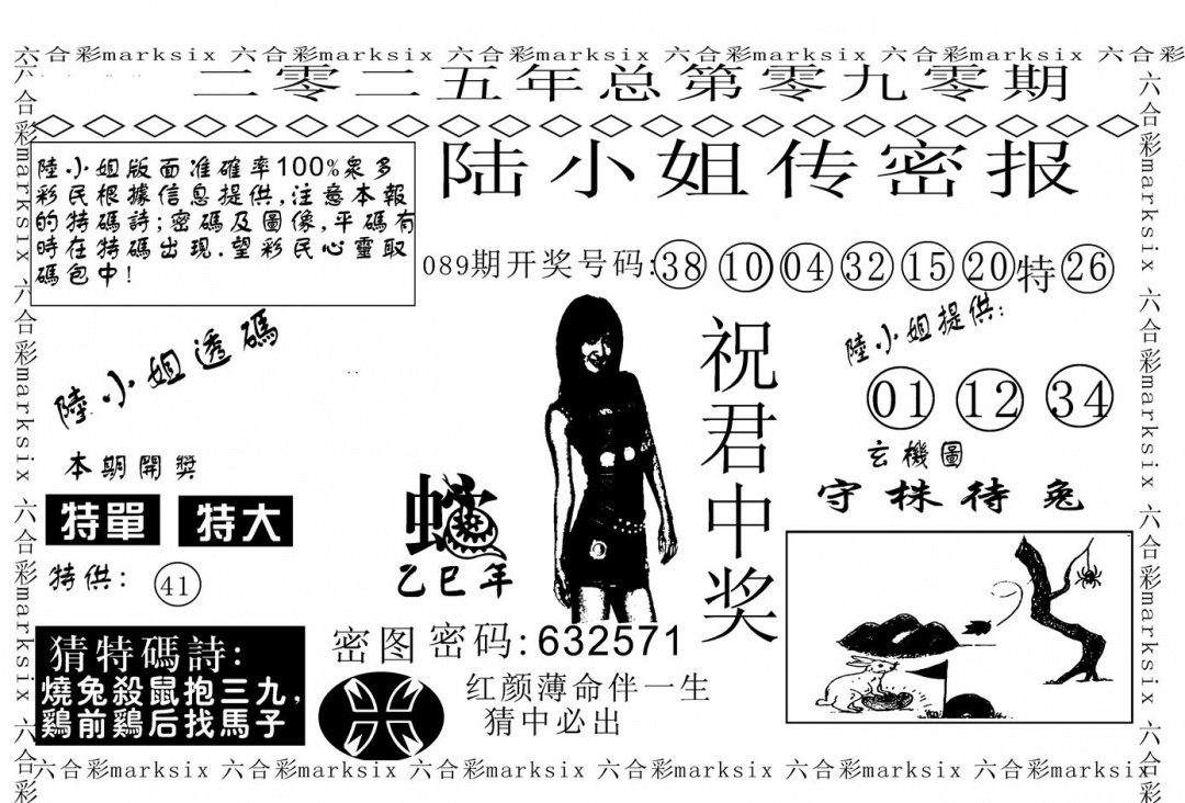 六合彩090期陆小姐传密A(黑白)