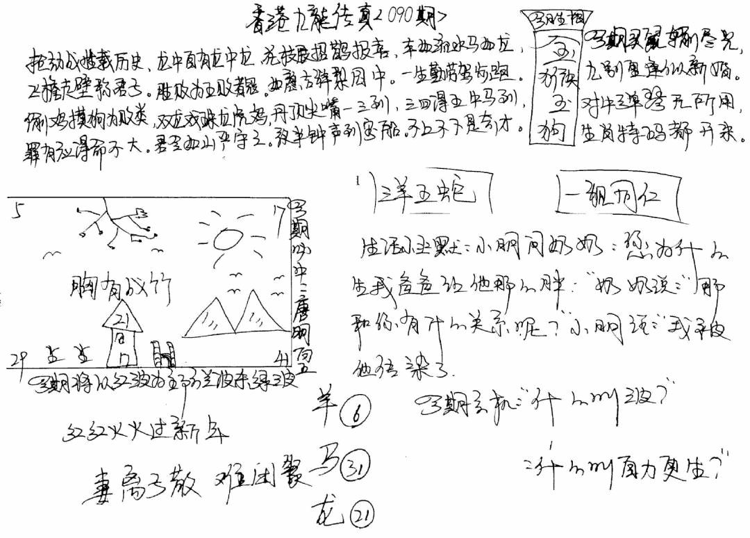 六合彩090期正版手写九龙(黑白)