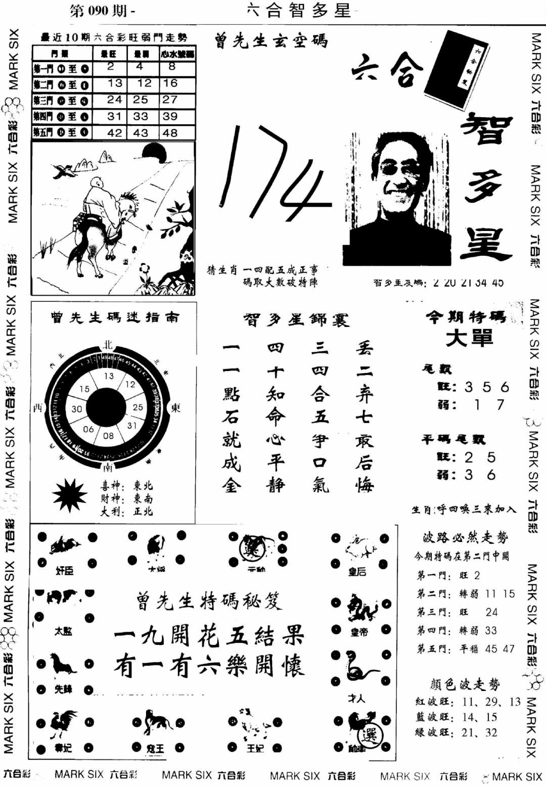 六合彩090期另六合智多星(早图)(黑白)