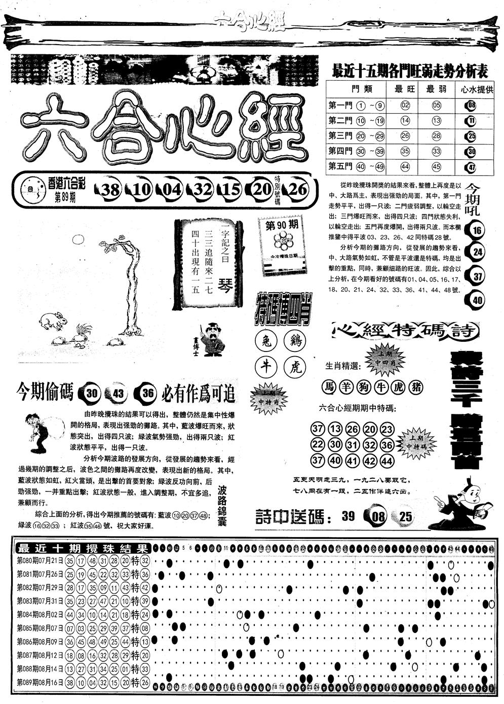 六合彩090期另版六合心经A(黑白)