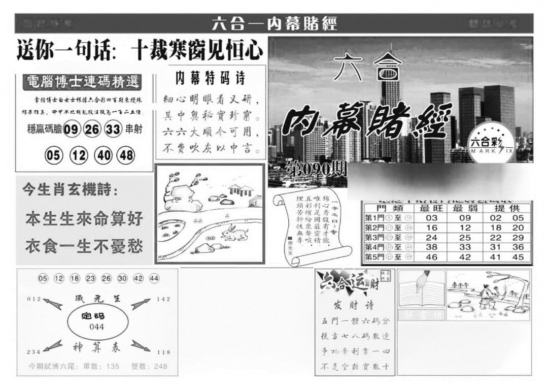 六合彩090期内幕赌经(特准)(黑白)