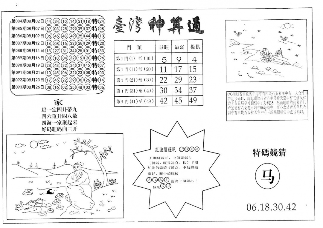 六合彩094期老潮汕台湾神算(黑白)