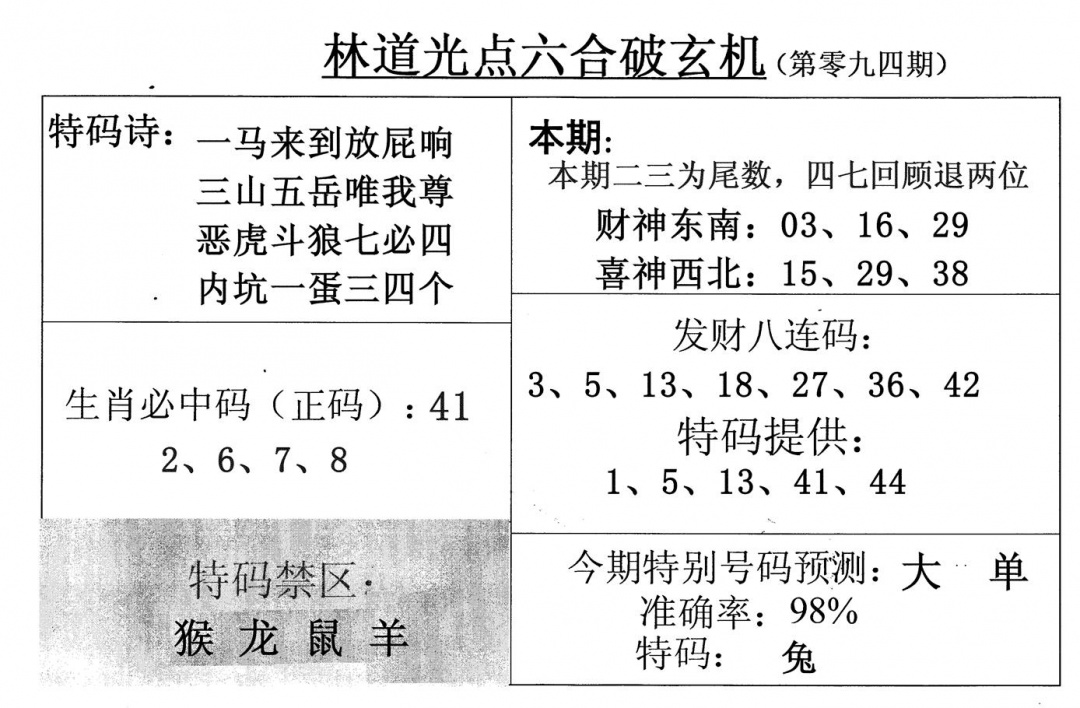 六合彩094期林道光(黑白)