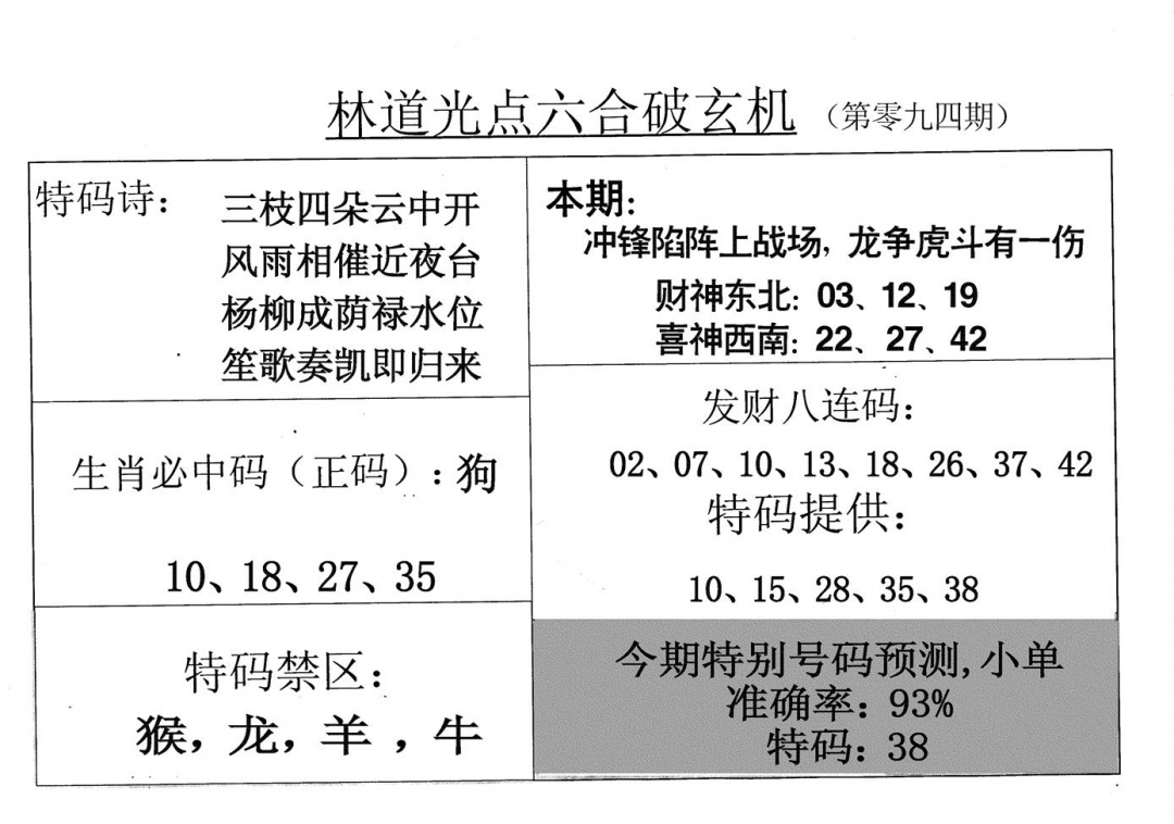 六合彩094期老林道光(黑白)