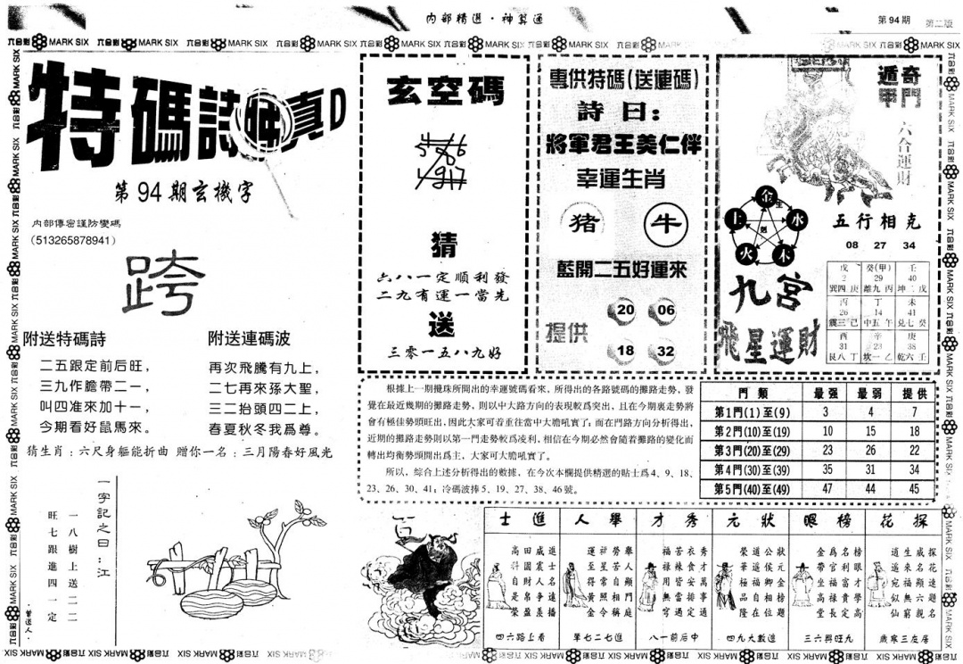六合彩094期另版内部精选B(黑白)