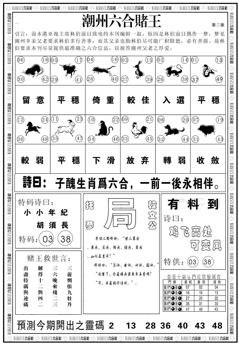 六合彩094期另版潮州六合赌王B(黑白)
