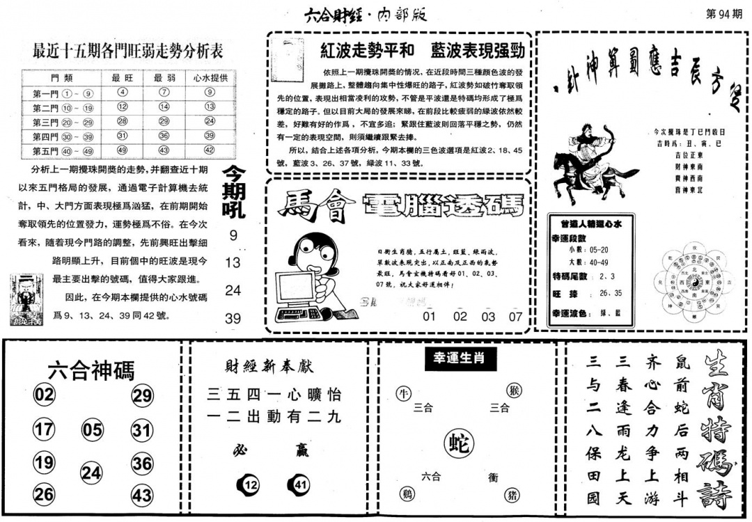 六合彩094期另版中财经B(黑白)
