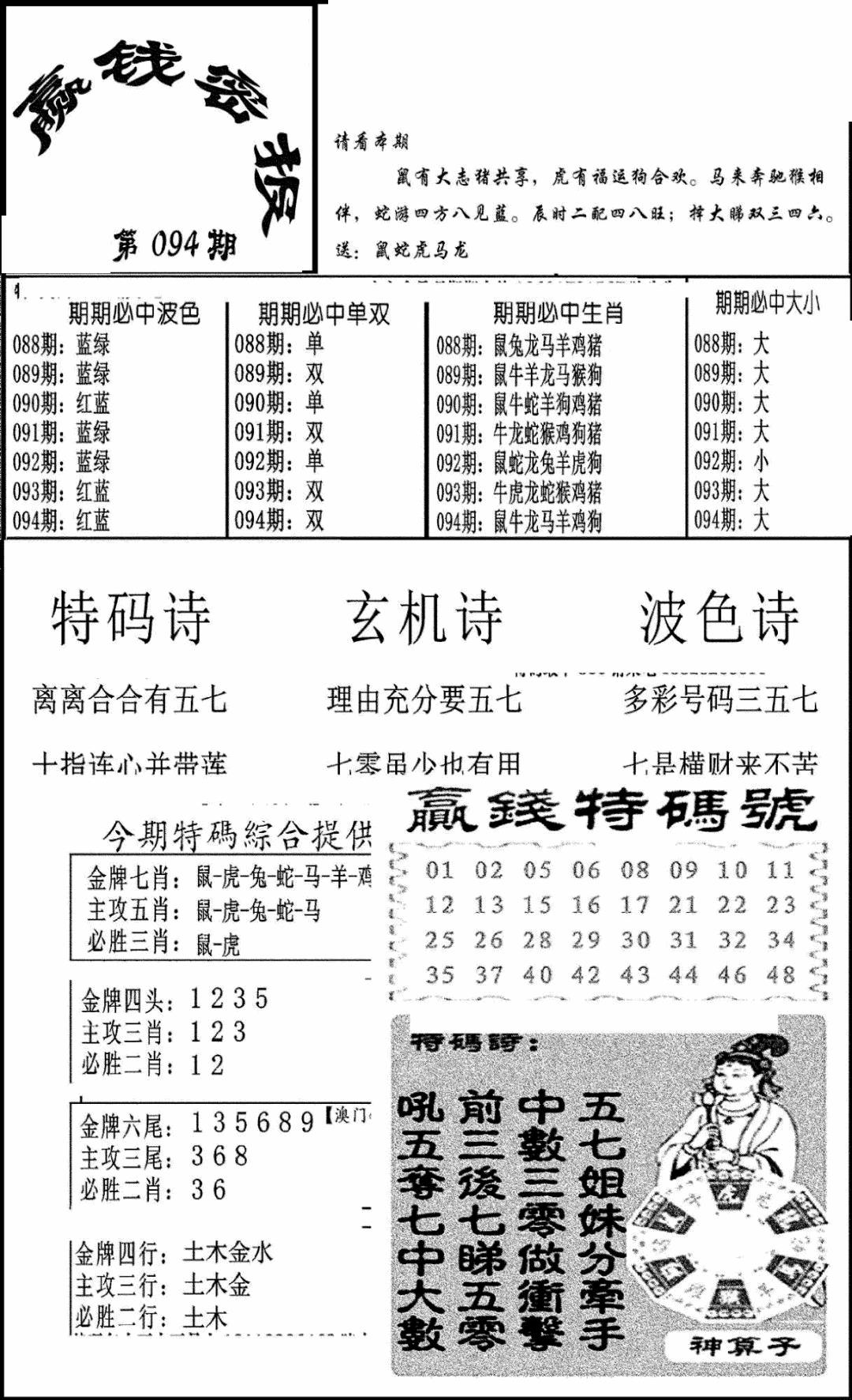 六合彩094期赢钱密报(新图)(黑白)