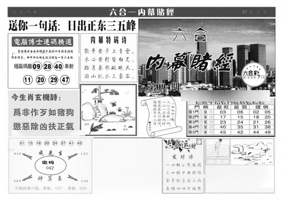 六合彩094期内幕赌经(特准)(黑白)
