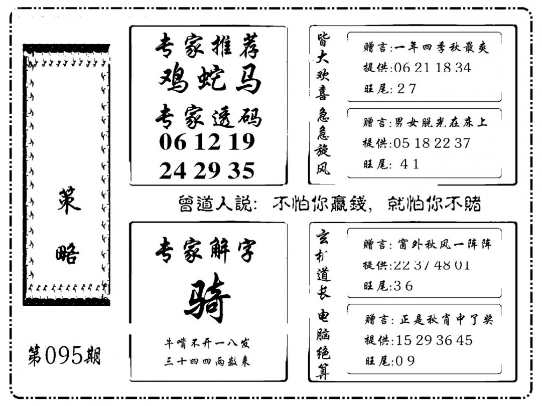 六合彩095期诸葛策略(新图)(黑白)