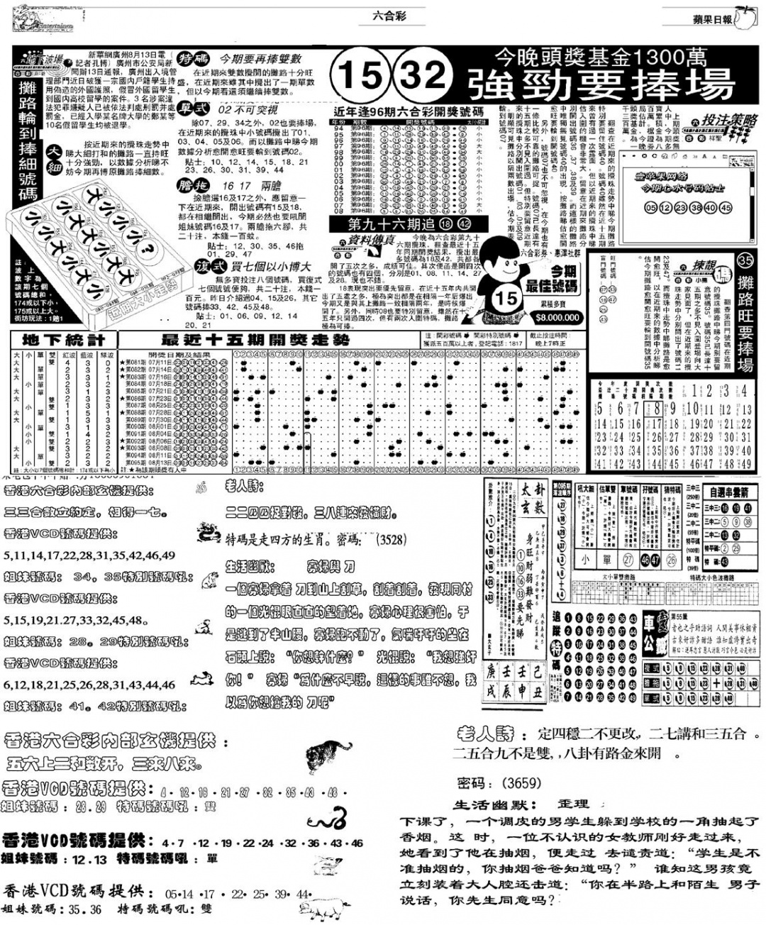 六合彩096期当日报-5(黑白)