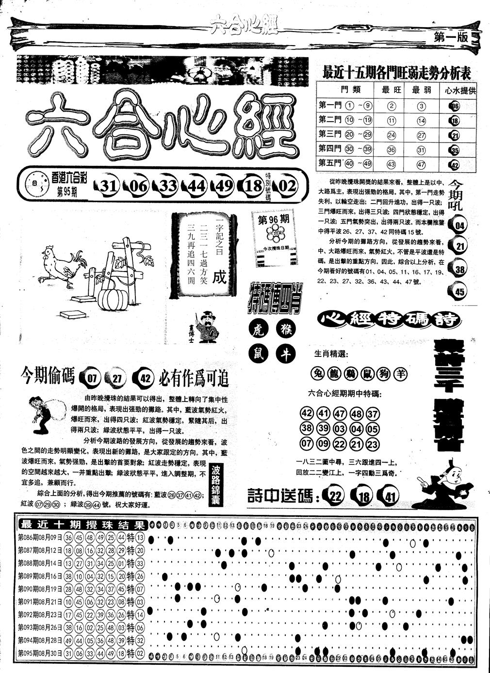 六合彩096期另版六合心经A(黑白)