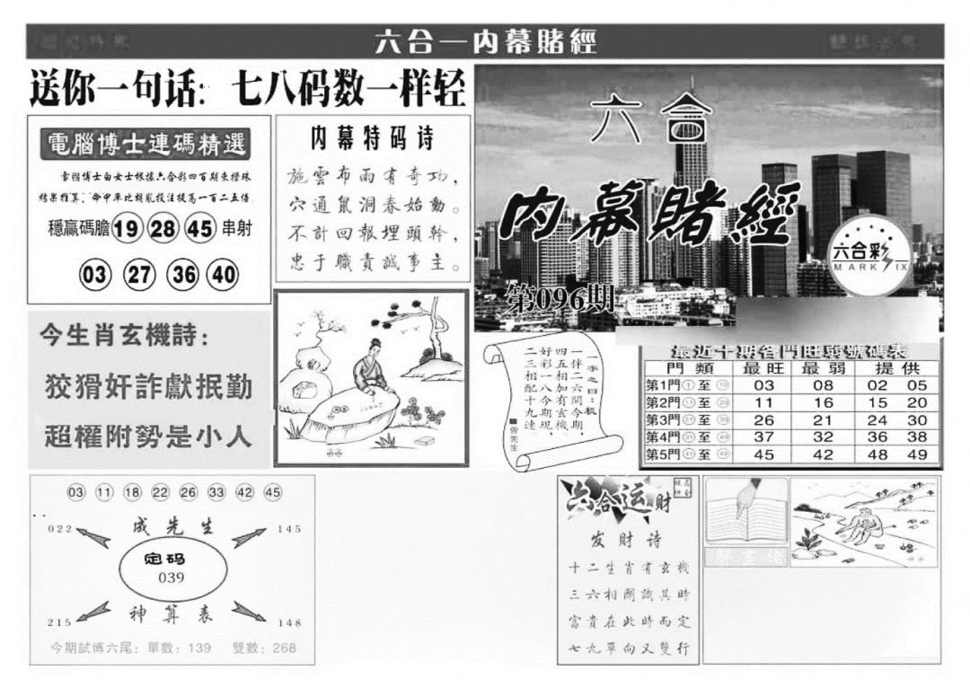 六合彩096期内幕赌经(特准)(黑白)