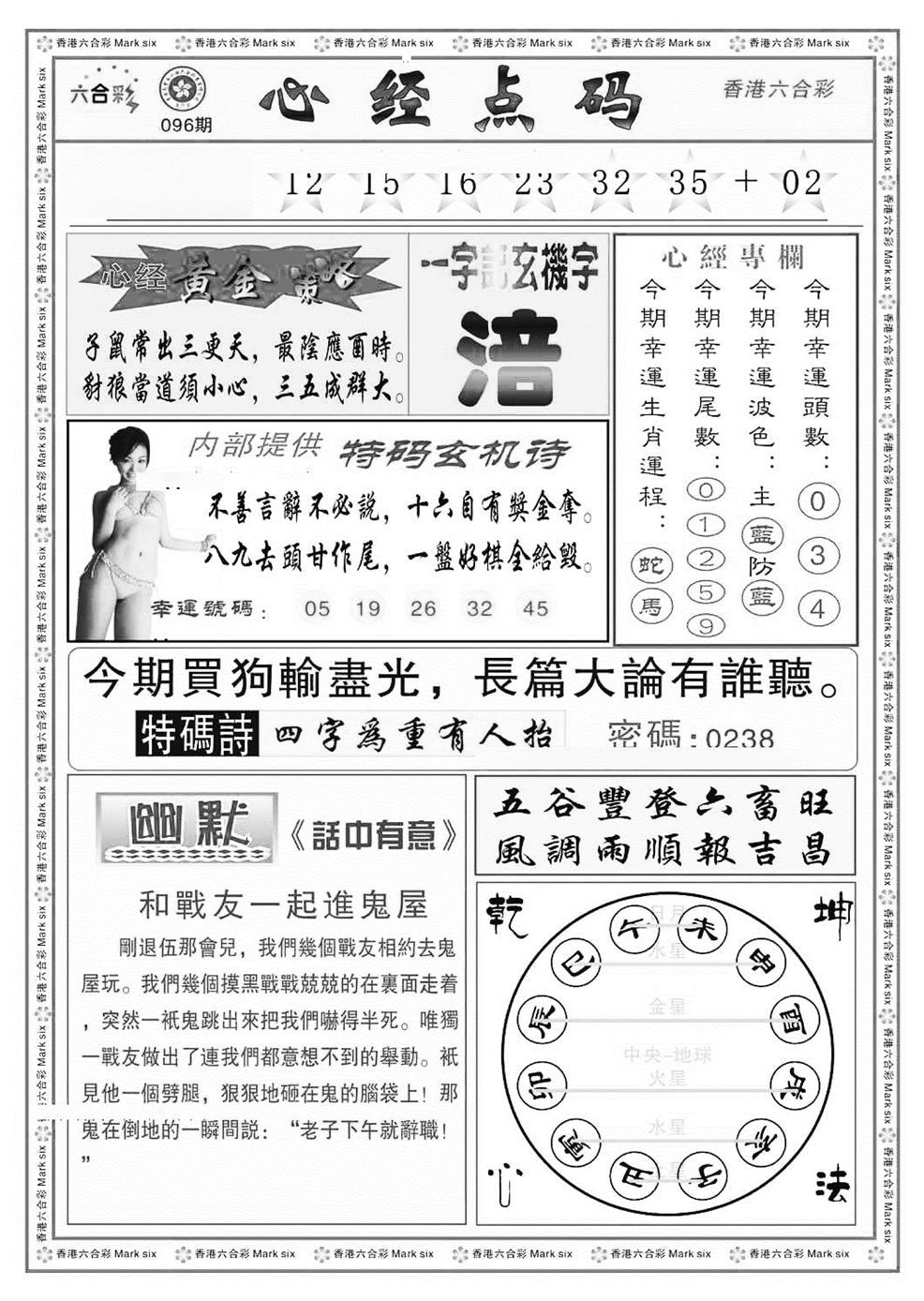 六合彩096期心经点码b（新图）(黑白)