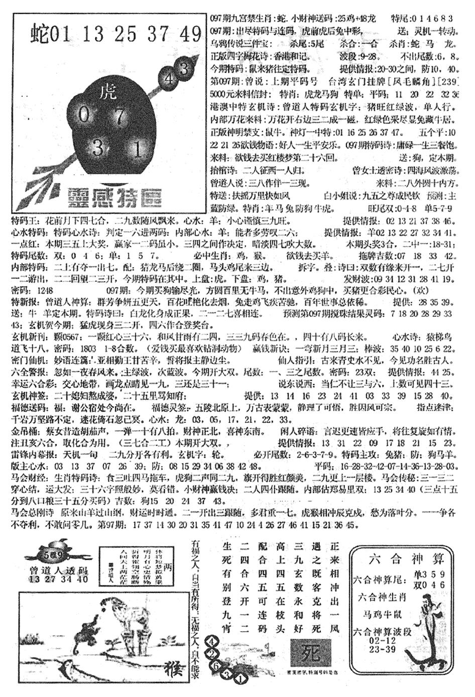六合彩097期平西版彩霸王B(黑白)