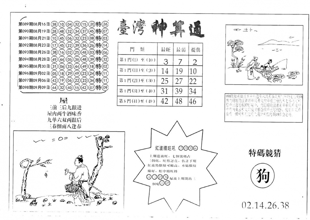 六合彩099期老潮汕台湾神算(黑白)