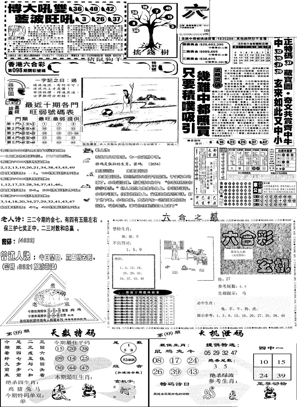 六合彩099期当日报-6(黑白)
