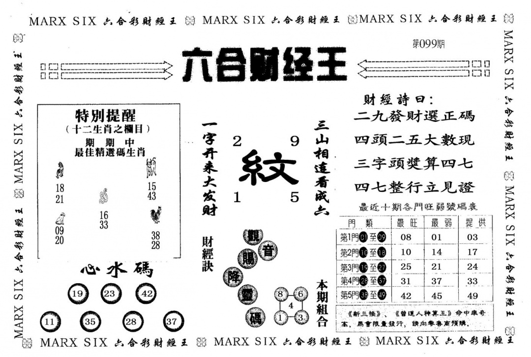 六合彩099期六合财经王(黑白)