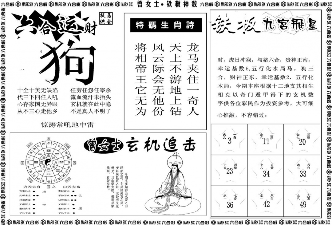 六合彩099期另版曾女士铁板B(黑白)