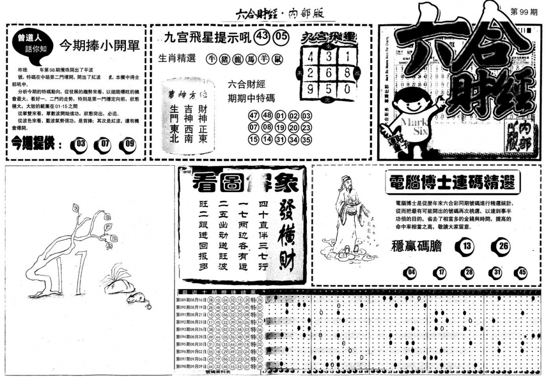 六合彩099期另版中财经A(黑白)