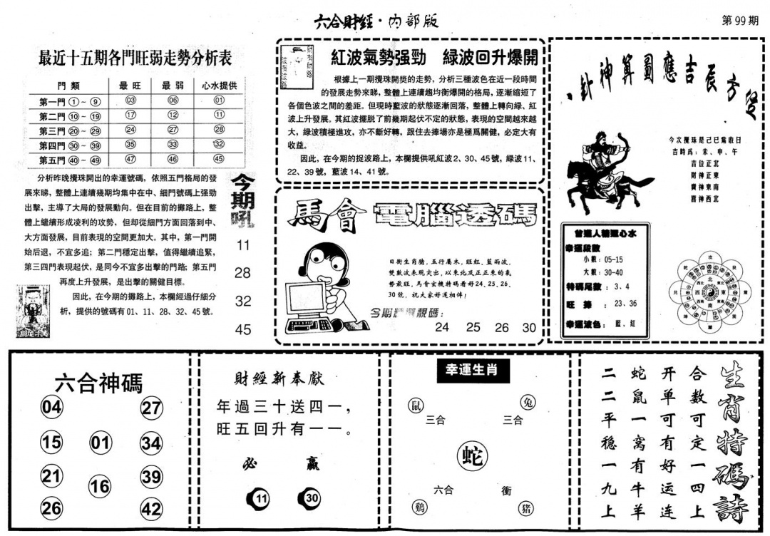 六合彩099期另版中财经B(黑白)