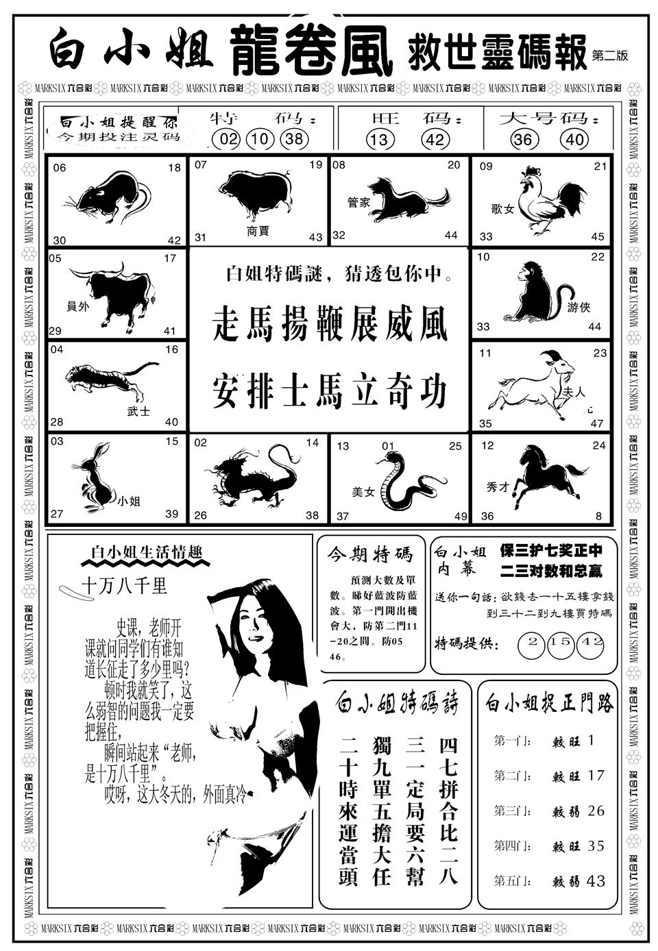 六合彩099期另版白姐龙卷风B(黑白)