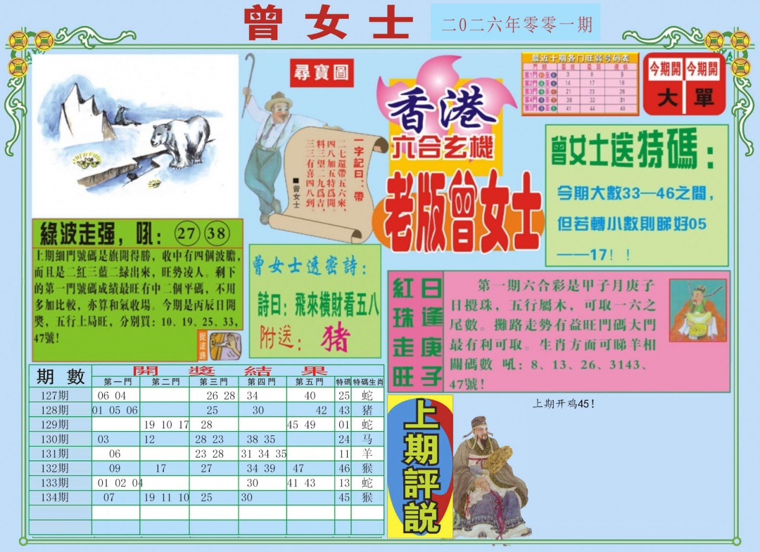 六合彩001期老版曾女士A