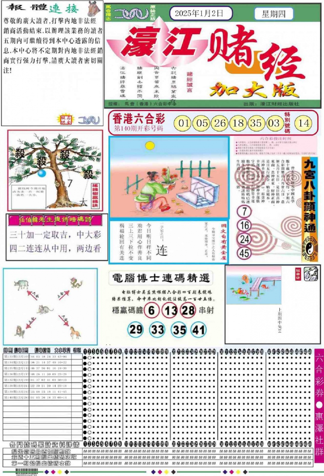 六合彩001期濠江赌经A加大版