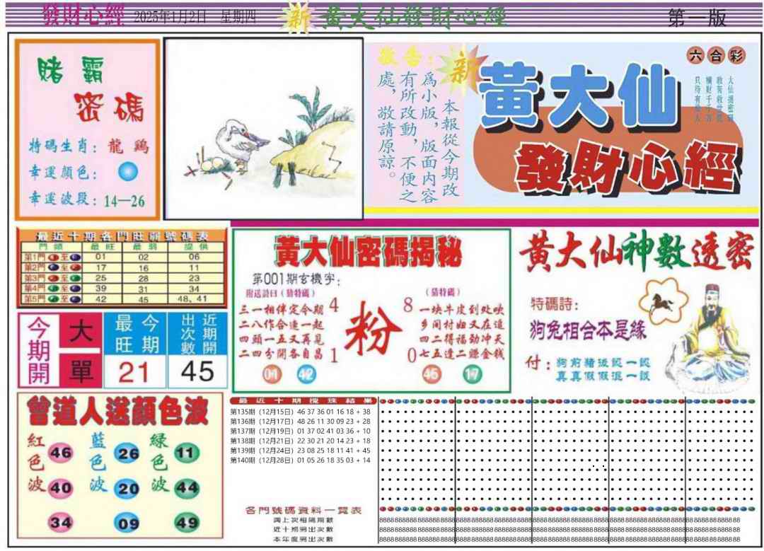 六合彩001期发财心经A