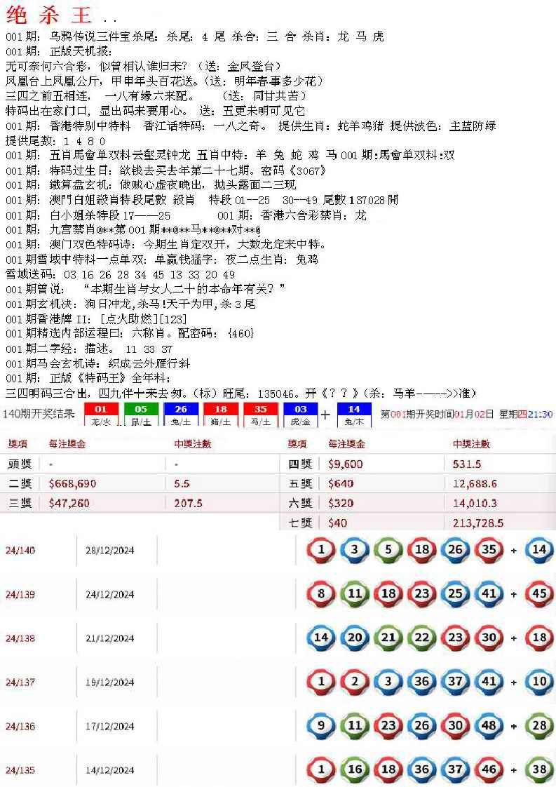 六合彩001期蓝天报B