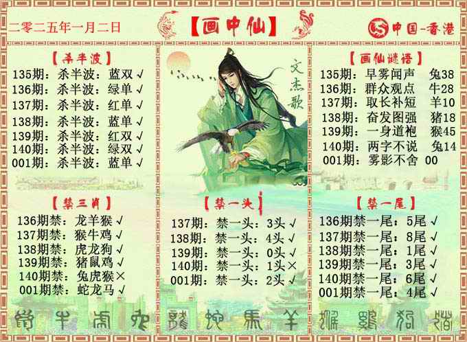 六合彩001期画中仙报