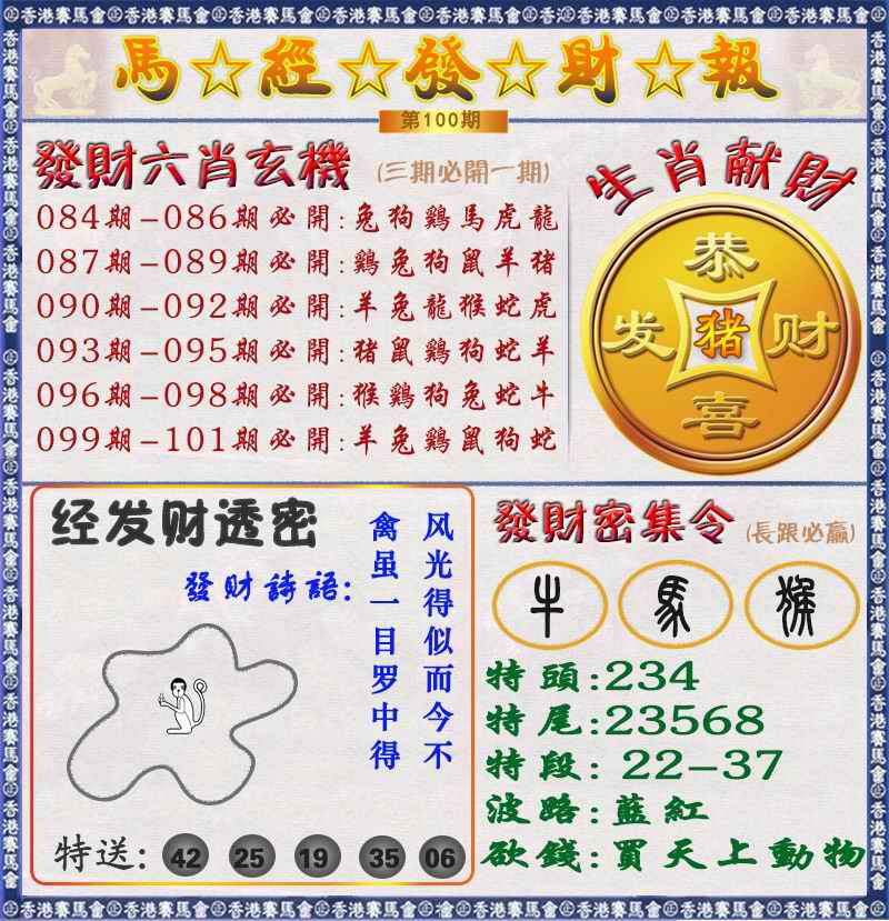 六合彩100期马经发财报（荐）