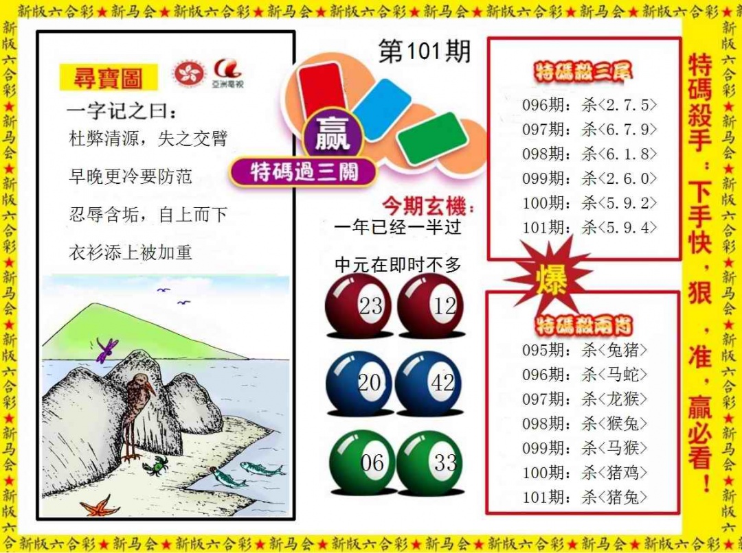六合彩101期特码过三关