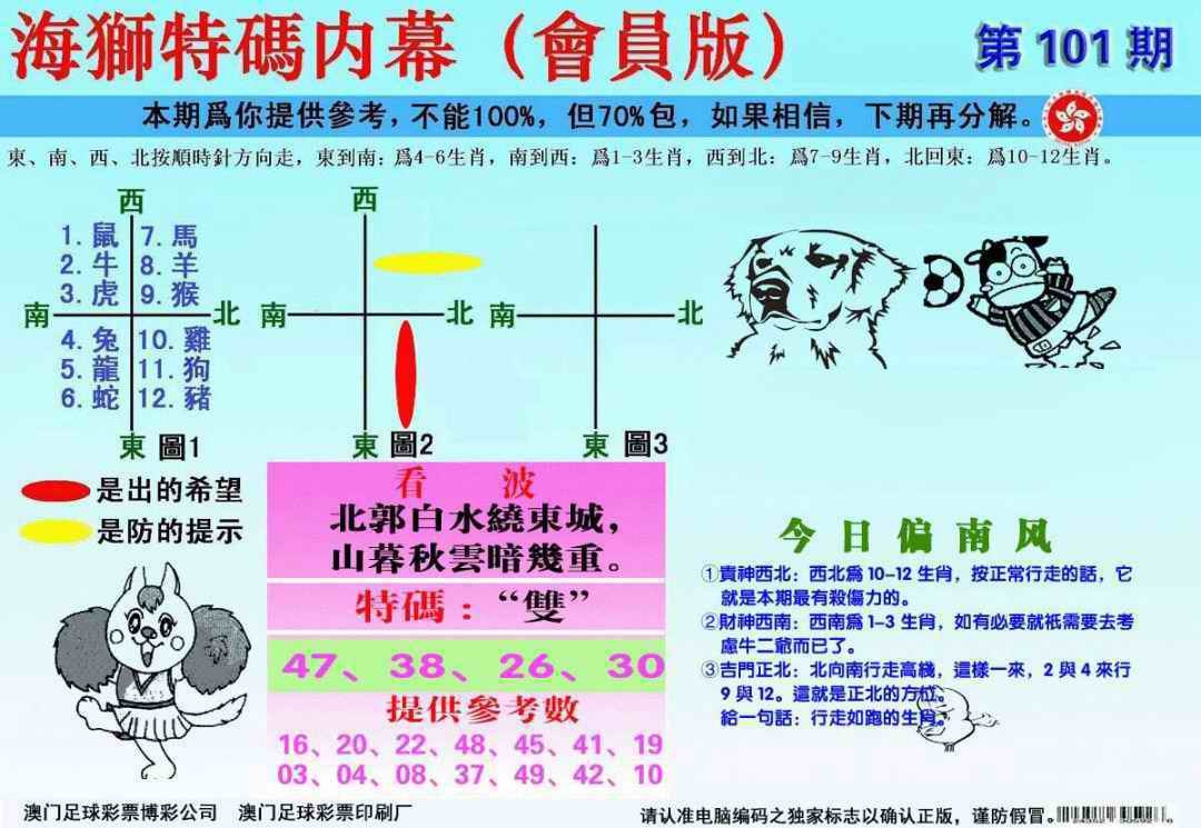 六合彩101期另版海狮特码内幕报