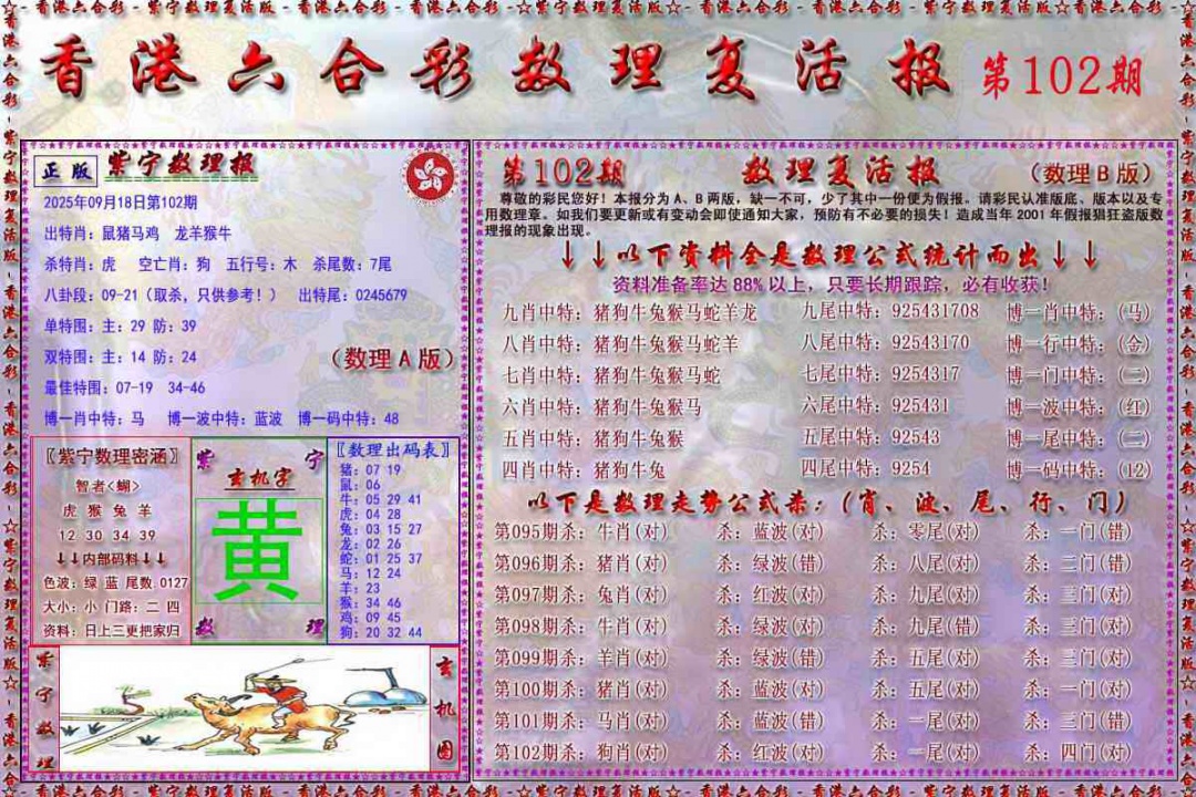 六合彩102期数理复活报