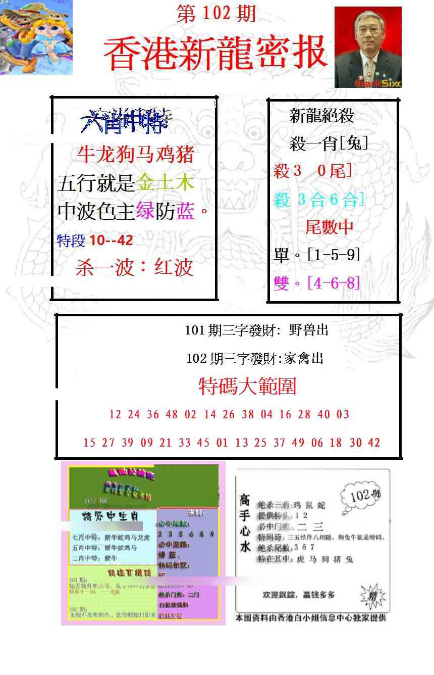 六合彩102期新龙密报
