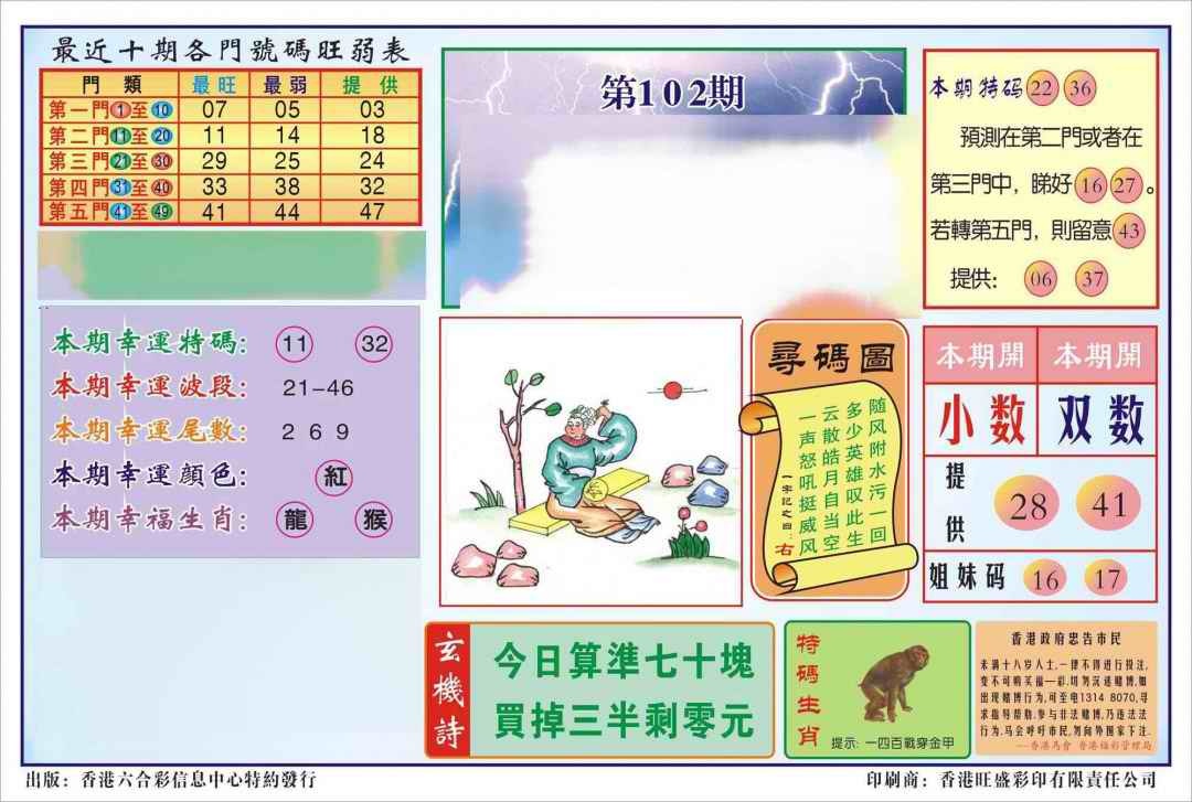 六合彩102期香港逢赌必羸(新图)