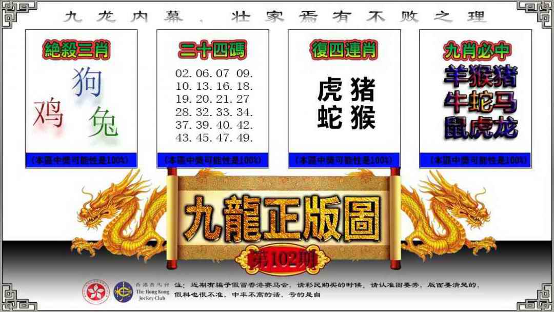六合彩102期九龙正版图