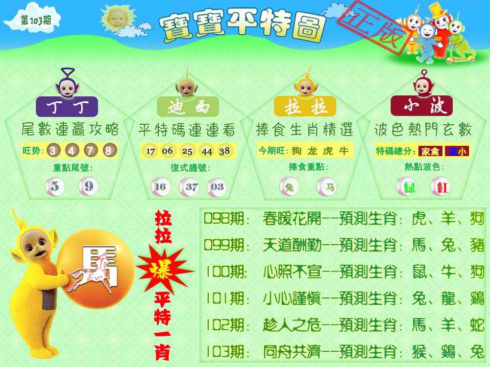 六合彩103期宝宝平特图（热）