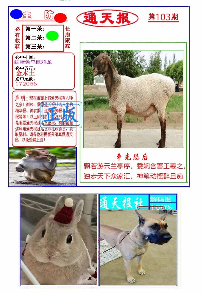 六合彩103期通天杀波图1
