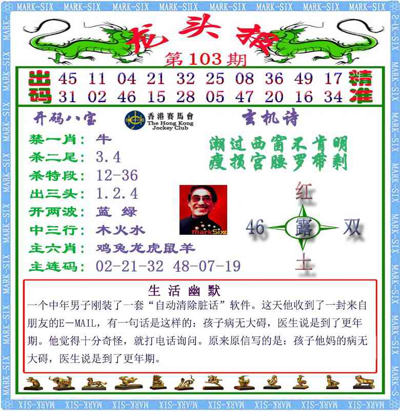六合彩103期马经龙头报（荐）