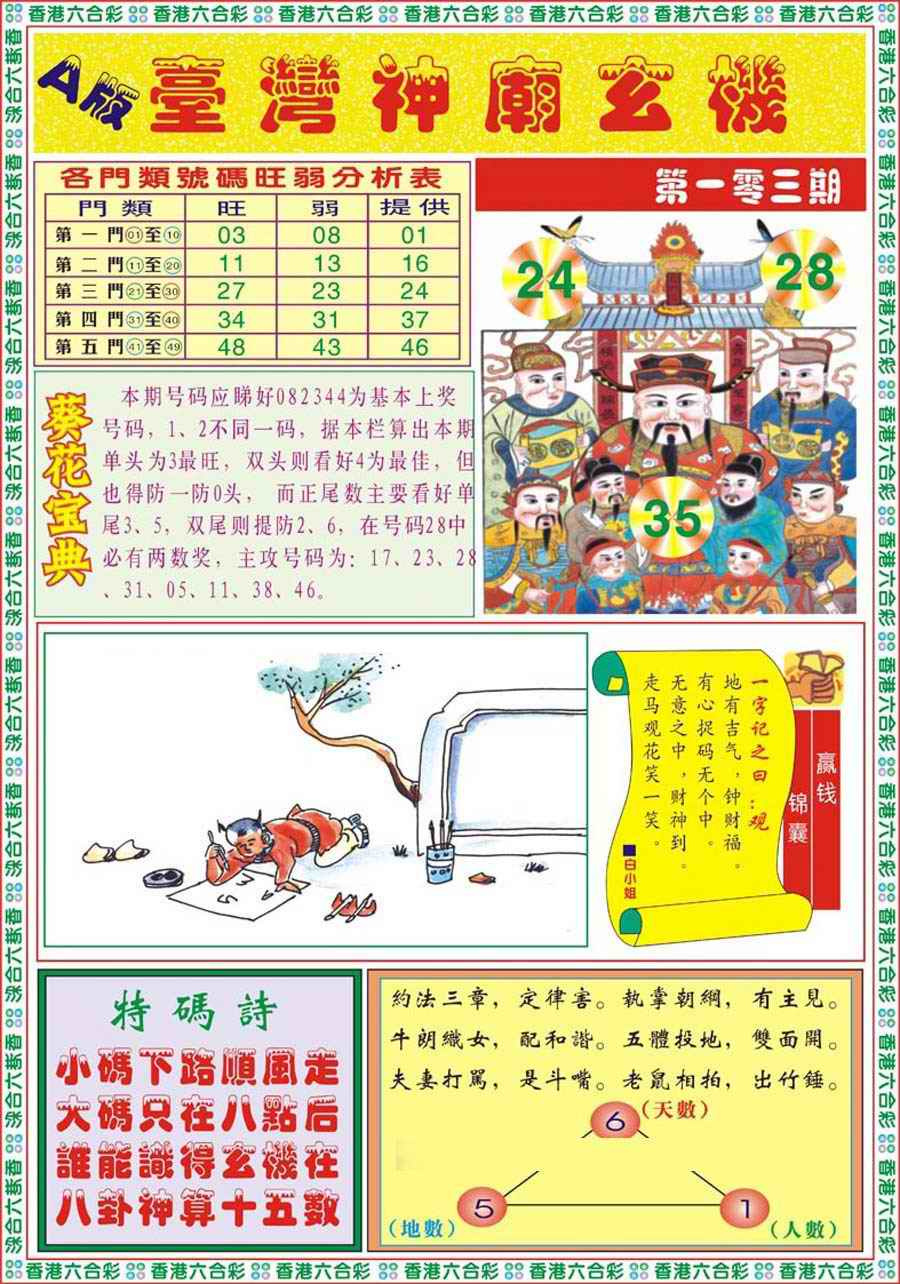 六合彩103期台湾神庙A
